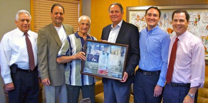 LIUNALocal271's tweet photo. BM Michael F. Sabitoni salutes Laborers' Local 271 Retiree Council VP  and  Veteran Johnny 'Bugs' DeLeo. 94-years-young DeLeo featured on WPRI-TV 12 for his memoir 'A Life Well-Lived' witnessing Japan's  surrender on Battleship Missouri, ending WWII . @LIUNALocal271 https://t.co/9YVfDQZgMl