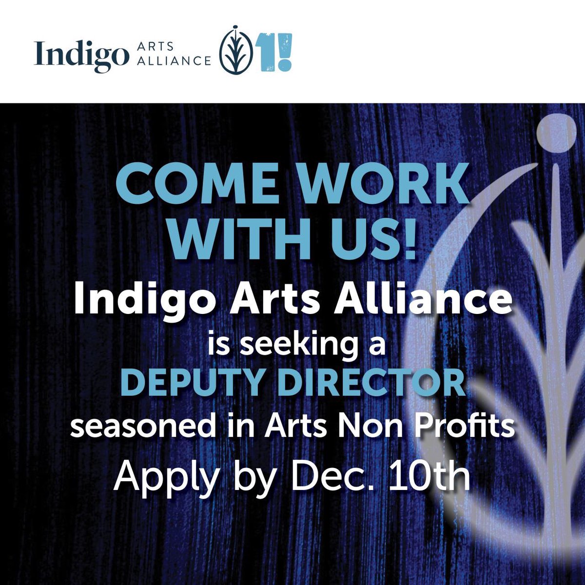 <a href="/arts_indigo/">Indigo Arts Alliance</a> Indigo Arts Alliance is hiring! We’re looking for a forward-thinking community leader for the role of #DeputyDirector who will help lead the future growth of our artist residency supporting black+brown artists. Pls share widely and/or apply!
lnkd.in/g9hSbEZ