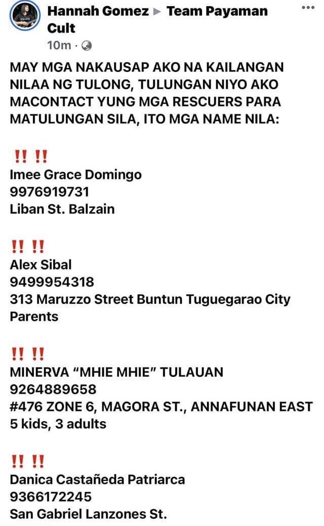 daveesguerra19's tweet photo. ‼️‼️‼️ HERE ARE THE LIST OF RESCUE REQUEST!! ‼️‼️‼️ PLEASE SPREAD #CagayanNeedsHelp #TugegaraoNeedsHelp https://t.co/eHfbc6DfGo