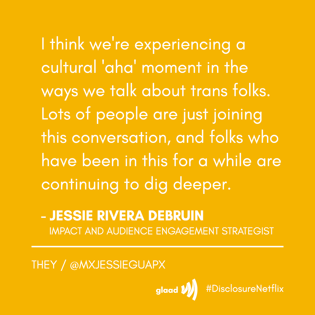 Disclosure_Doc's tweet photo. @glaad @Lavernecox @SamFederFilm @NetflixFilm @Most For our Impact and Audience Engagement Strategist Jessie Rivera DeBruin (@MxJessieGuapx), #DisclosureNetflix is part of a larger cultural shift that is allowing people to see and understand trans stories in new ways.
#TransAwarenessWeek #DisclosureBTS w/ @GLAAD https://t.co/ivrTTLrDQP