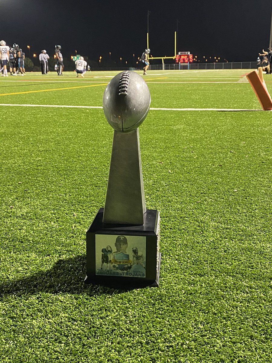 BCPSStein's tweet photo. So proud of My Boys! For bringing home the first annual Jason G Stein Swamp Bowl Trophy home! You guys sure did keep your promise!! Love you all! 💙🐾🏈🏆@CoachCam794 @GladesFB @athleticscghs https://t.co/kHSs3RWytk
