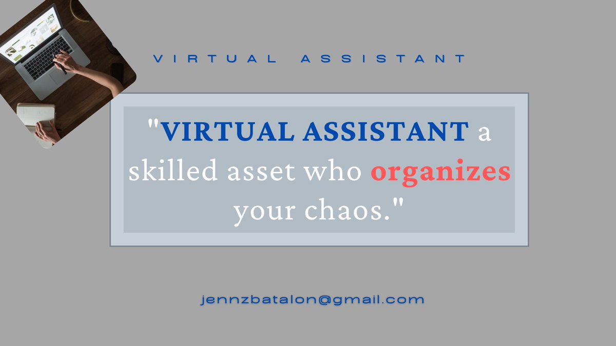 SarangGeeseyoVA's tweet photo. Are you losing clients and potential leads because you can’t respond to emails in a timely manner? Do you feel overwhelmed by the amount you have to do at times?
Go find a Virtual Assistant for your business now! Email: jennzbatalon@gmail.com
#freelancers  #virtualassistant https://t.co/OZBM5SnpD2