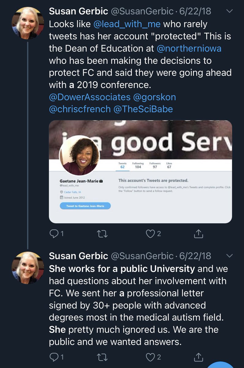 Here's Susan Gerbic bullying a Black woman who is a university Dean (plus screenshot in case of dirty delete) for not submitting to her bullying. Gerbic is the person behind "Guerilla Skeptics of Wikipedia," now renamed.  https://twitter.com/susangerbic/status/1010348187062693888