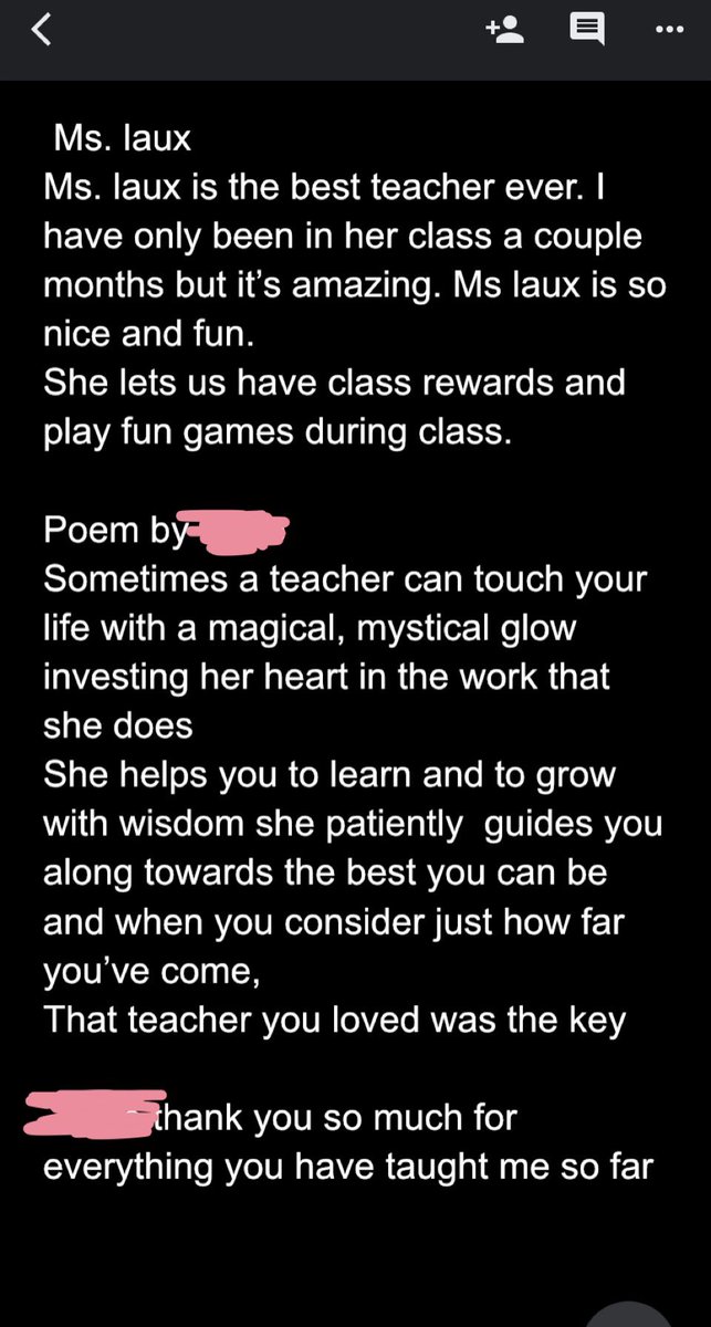 MsLauxRocks's tweet photo. Not sure why I’m checking my work email on a Friday night, but I’m sure glad I did! This student has been going through a lot at home lately, and it feels so good to know that she feels safe and happy in my classroom. 💙 my job #FMTFalconLife https://t.co/eX9FLL5Iim