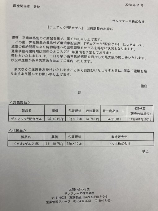 タミフル 出荷 調整