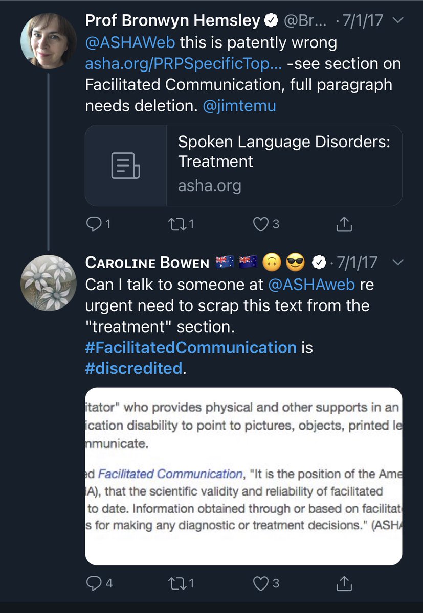 Here’s Hemsley and crew trying to get Asha to issue position statements against Facilitated communication and RPM. Eventually they (the specific group of people in the original tweet) were successful. More on that to come:  https://twitter.com/speechwoman/status/881352688801267712