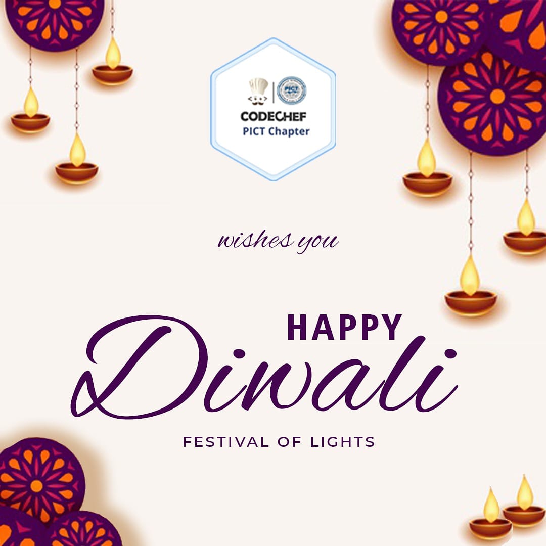 CodechefC's tweet image. @CodechefC Wishes you and your family a safe and Happy Diwali