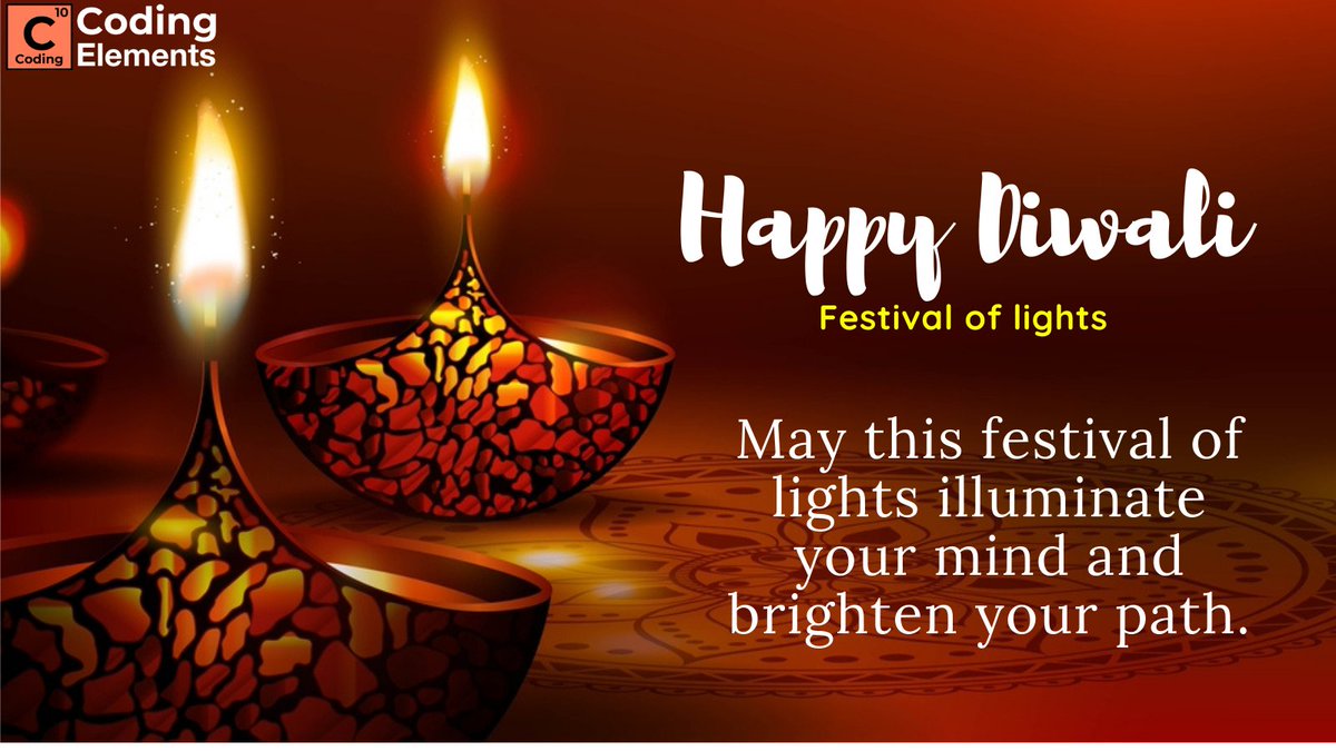 CodingElements's tweet image. May this festival of lights illuminate your mind and brighten your path. Keep learning and moving forward on your learning journey.
Coding Elements wishes you a happy Diwali!
#codingelements #diwali #HappyDeepavali #happydiwali #happydiwali2020 #FestivalofLights #StaySafe