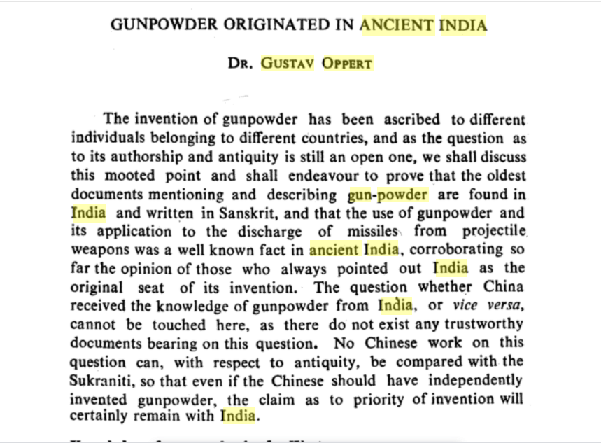 Shut up!Ancient Indians used Gunpowder long BEFORE Mughal invaders were even BORN.Ancient Indians used Saltpetre (Agnichurna), the major constituent of gunpowder, to make firecrackers (ulkah) on Diwali. "Gunpowder originated in Ancient India"- Indologist Dr. Gustav Oppert  https://twitter.com/Tanvir_Ansari/status/1327356398418731016
