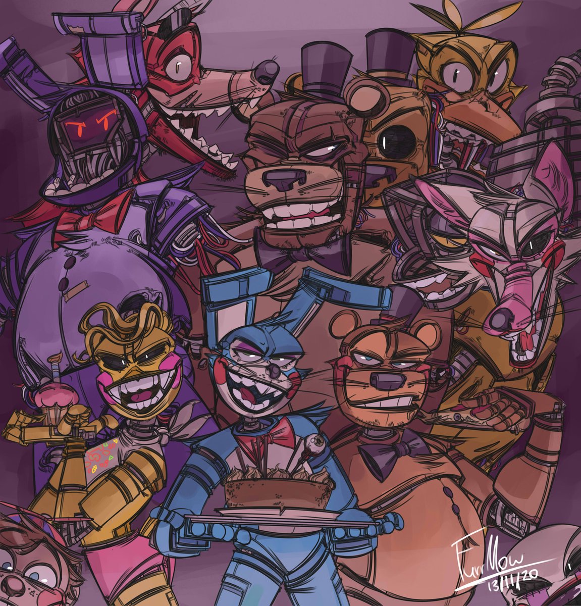 furlnnuah1's tweet photo. The all principal gang it's here!!

(PS: I was a little late I know, hehe sorry about it!). 

#FNAF #FiveNightsAtFreddys #fnaf2 #fnaffanart #fnaf https://t.co/WZHt23pU8b