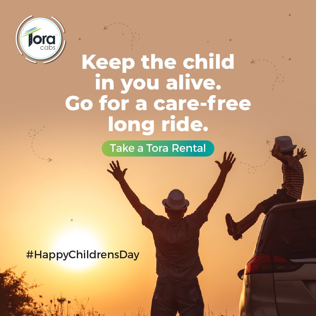 ToraCabs's tweet photo. Remember how you loved long drives and rides as a kid? Go take one again, keep the child within you alive, always.

#Tora #ToraCabs #OutstationCabs #CityCabs #BookACab #Taxi #BookATaxi #taxicab #takeatora #hyderabad #hyderabadi #childrensday #happychildrensday #childrensday2020 https://t.co/2CsalCCV2S