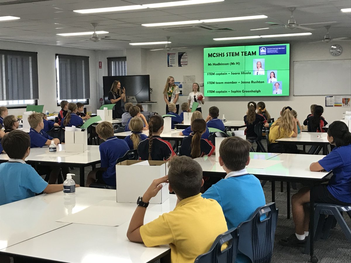 BreenGraeme's tweet photo. Great leadership by Saara S (STEM Captain) and her STEM team of Jenna R and Sophie G as they host the inaugural Startup mInI day for local year 5 students at Mountain Creek SHS. An excellent initiative by the STEM team, with support from Ms Emma Hodkinson #STEM #StartUp https://t.co/icC5E2gnpJ
