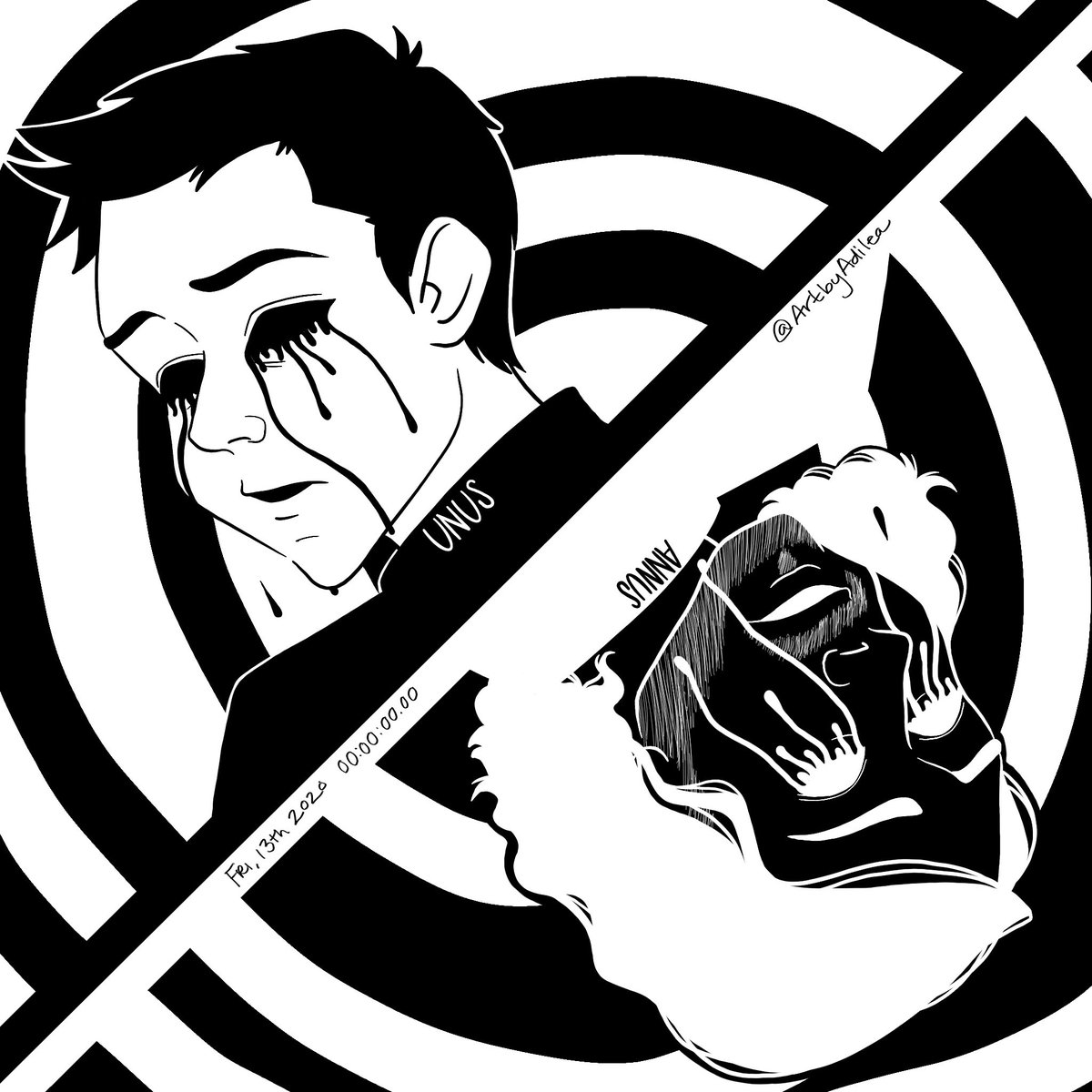 ArtbyAdilea's tweet photo. My first and probably only Unus Annus fan art.. Drawn within the final hours of their existence. I’m gonna miss this channel dearly.. 🖤🤍
 #unusannus #unusannusisoverparty #tattusannus #unusannusfanart #unusannusart #deathisnear #momentomori https://t.co/ThY87ec33r