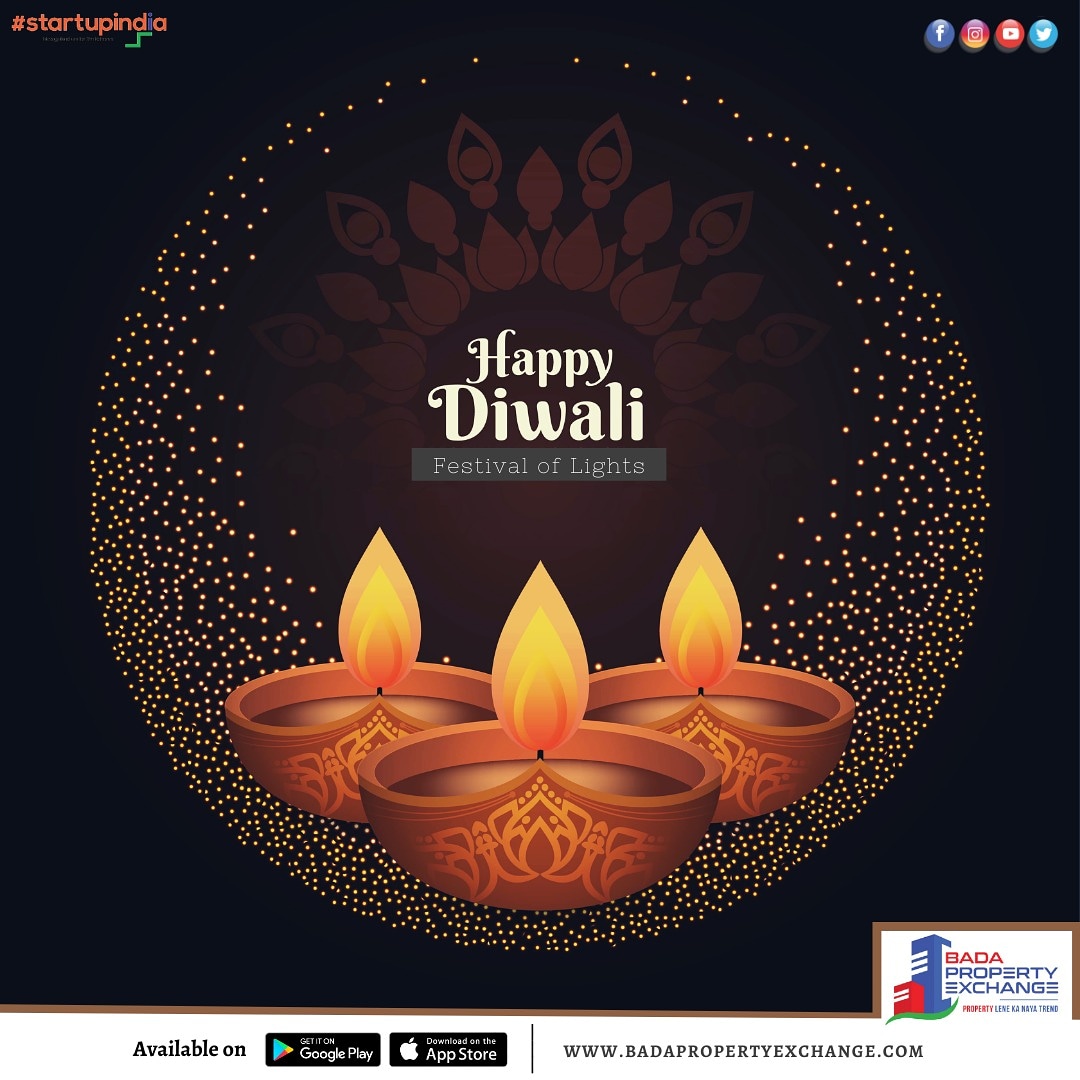 BadaPropertyApp's tweet photo. With the shining of diyas and the echoes of the chants, may prosperity and happiness of this festival of lights fill our lives. 
Happy Diwali https://t.co/h7uIUzrIL9