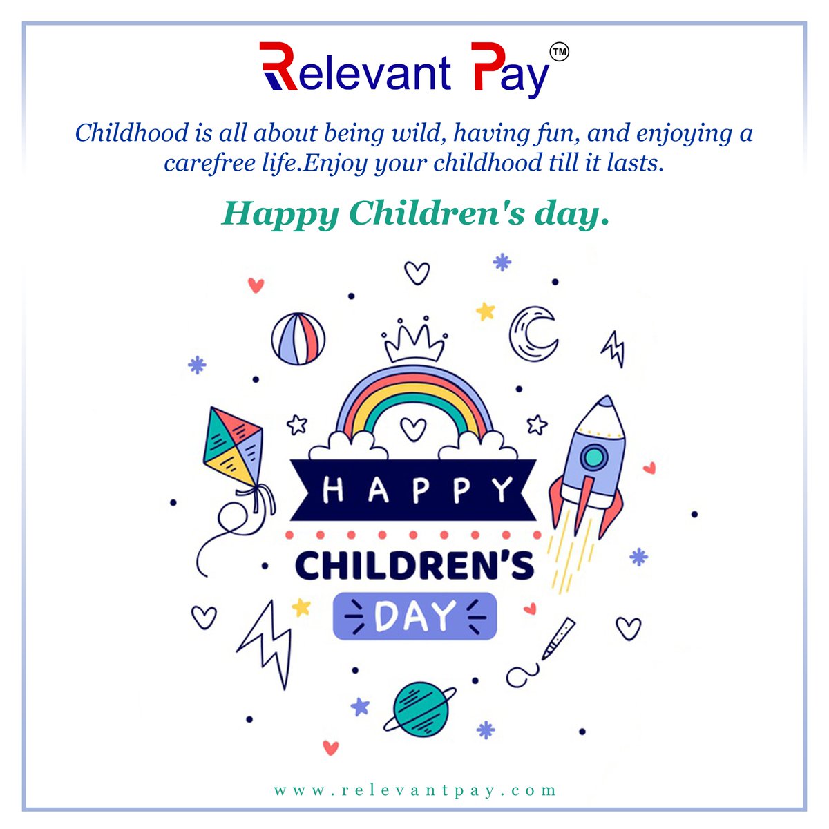 Relevant_Pay's tweet photo. Wishing you all a very Happy Children's Day
Greetings from Relevant Pay
#RelevantPay #Childrensday #2020 #Nehruji #greetings #neobanking #AtmaNirbharBharat https://t.co/MP41pzJRij
