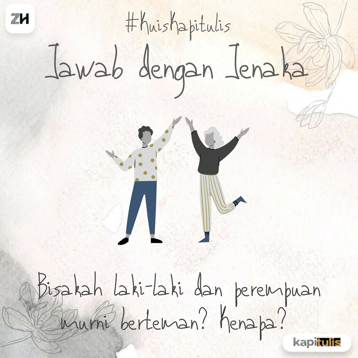 kapitulis's tweet photo. Waktunya #KuisKapitulis~

Ada 5 buku dari @zarryhendrik yang sedang menunggu untuk kamu jemput. Yang perlu kamu lakukan cukup sederhana, yaitu menjawab pertanyaan di bawah ini dengan cara Quote Retweet!!!

Jangan lupa juga: follow kami dulu❤️
Selamat menjawab~ https://t.co/pbUKjILYpk