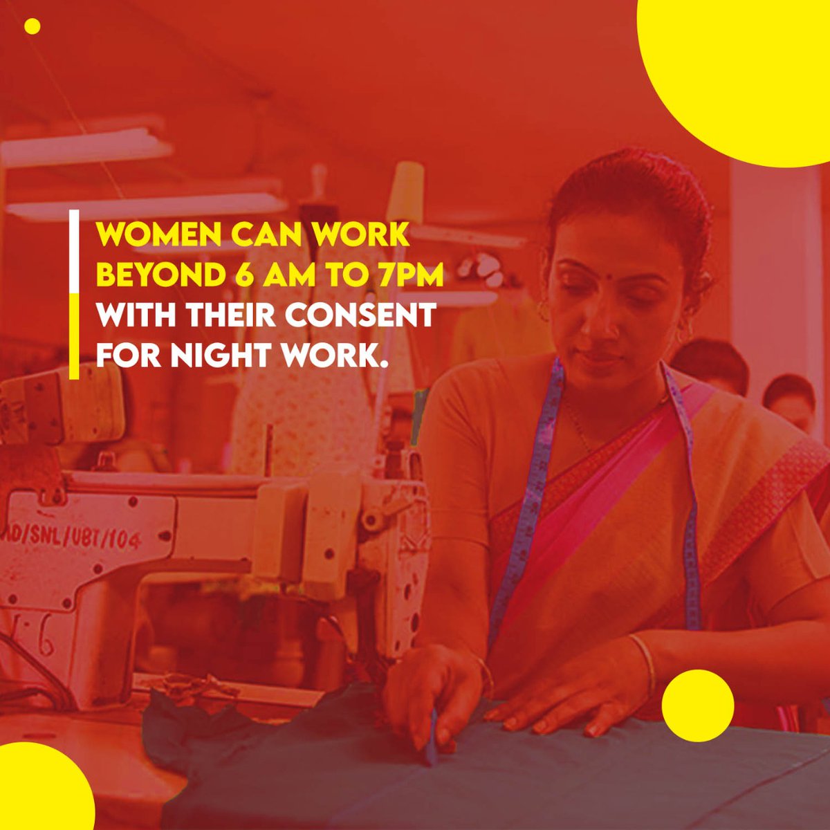 Tafteesh_IND's tweet image. Tafteesh - Twitter Women rights regarded. They will be allowed to work from 7pm-6am, with consent, allowing greater movement and flexibility. #womenrights #OSHCode #LetsTalkLabour #LabourRights #OshBill2020