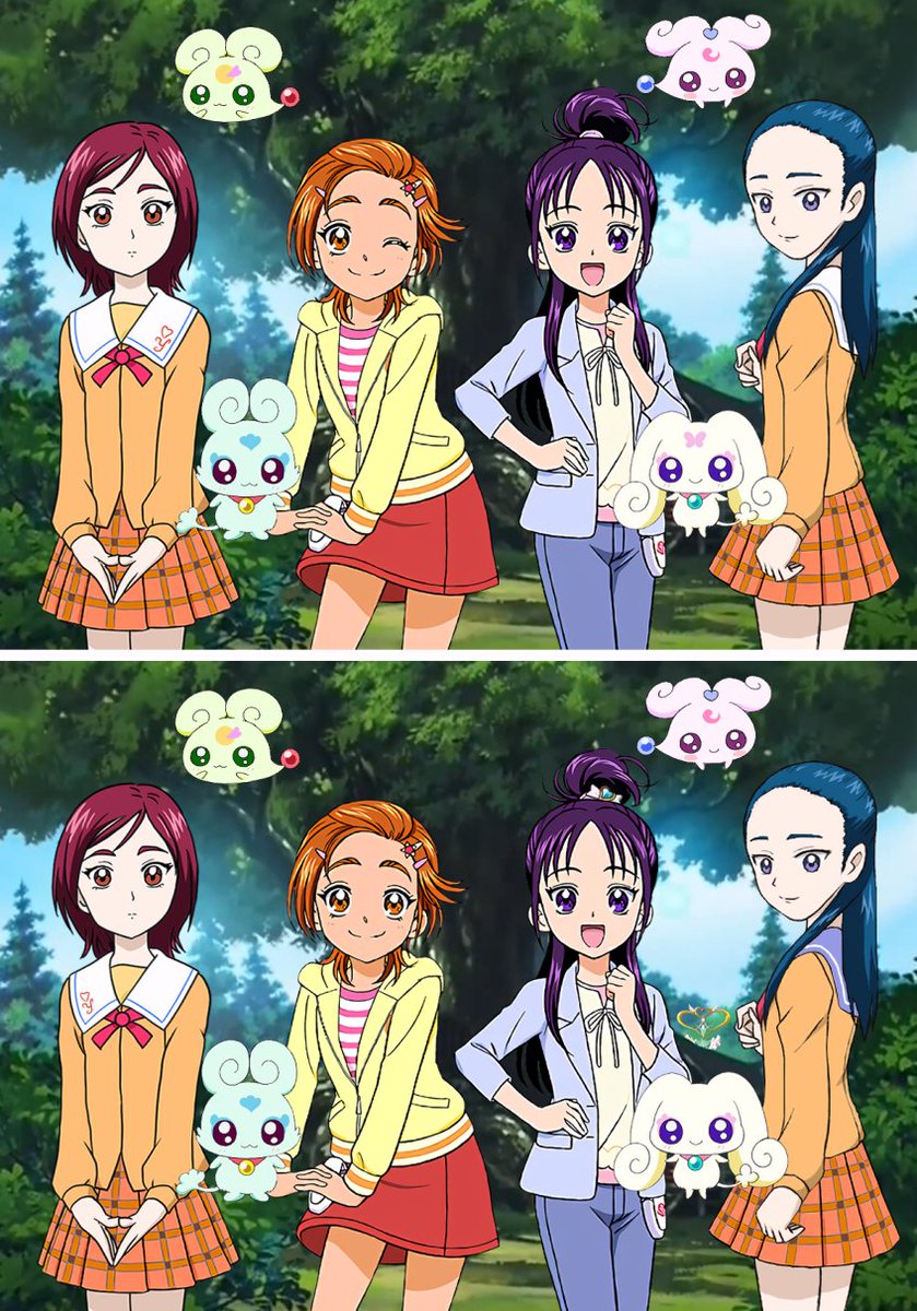 プリキュア間違い探し第九弾
上と下の絵で「7つ」違いがあります

画像タップでスタート? 