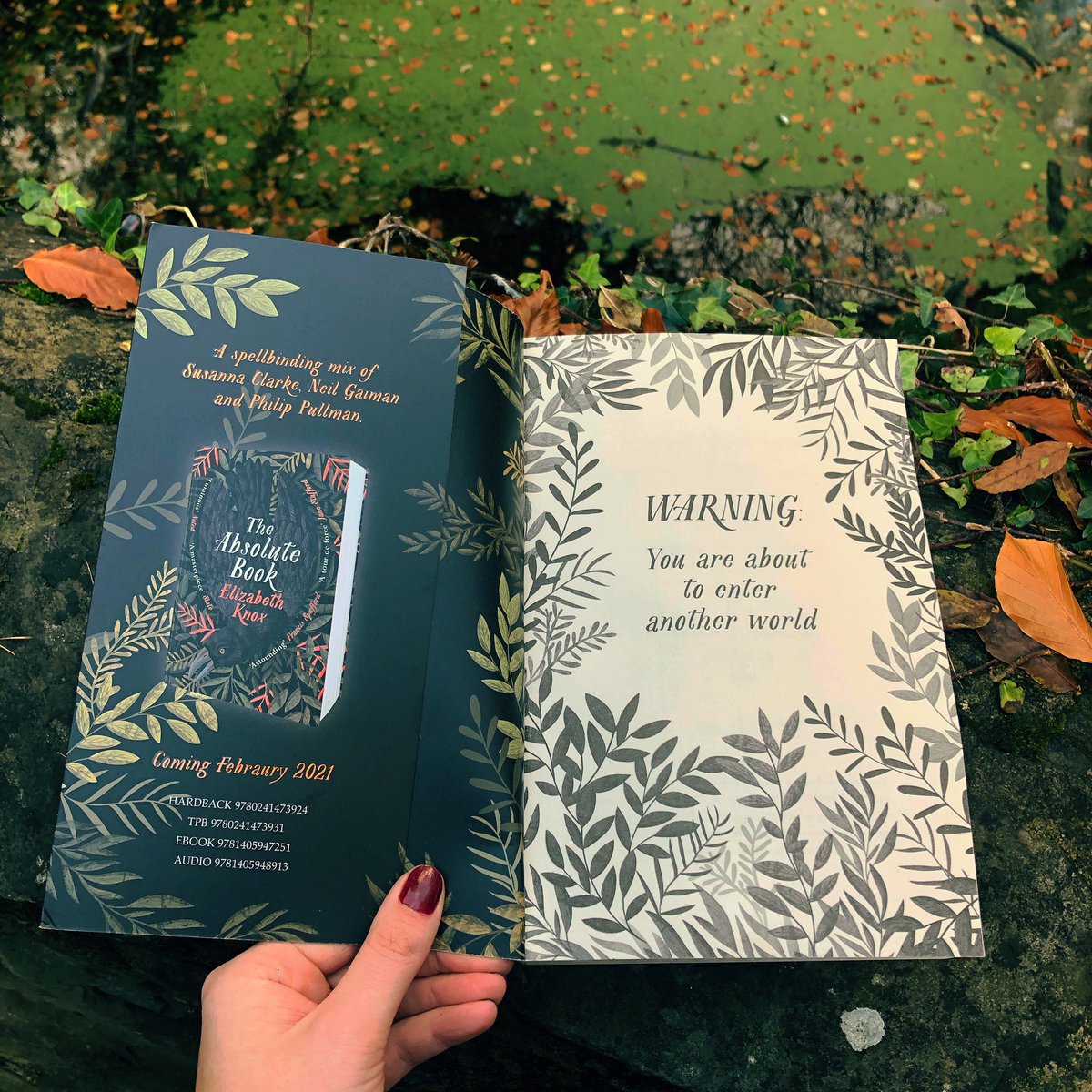 MichaelJBooks's tweet photo. Some stories never leave you, 
others you can never leave...

🍁’Mind-blowing’ - @lainitaylor 
🌿‘Gorgeously written’ - @DebHarkness 

Proofs have landed for @ElizabethKnoxNZ’s unmissable #TheAbsoluteBook, &amp; we have 3 to giveaway! 

🌿Retweet by midnight on Monday
🍄UK &amp; Ire only https://t.co/N9p4TCbIn9