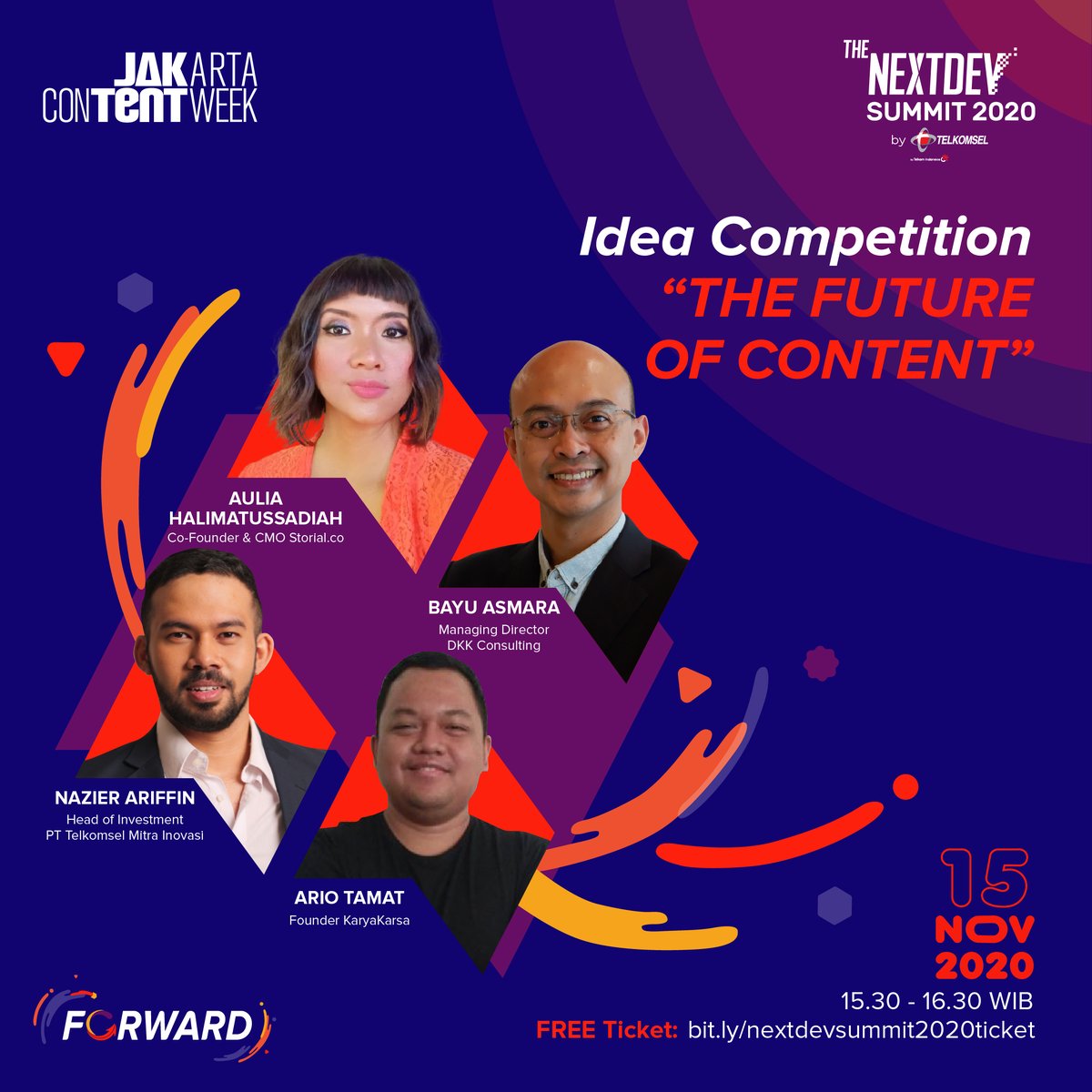 NextDev_id's tweet photo. Siapkah kamu mendengarkan ide-ide terbaik yang telah dikurasi pada sesi Idea Competition: The Future of Content? Jangan lewatkan sesinya di #TheNextDevSummit2020 berkolaborasi dg @jaktent.

Daftar di https://t.co/jq2uc3hQHD
Acara ini GRATIS. Dapatkan doorprize &amp; e-certificate! 🚀 https://t.co/qhX8QHt9pB
