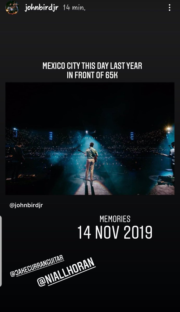 HoranUpdatesFR's tweet photo. 📲 Story Insta de John Bird Jr
"Mexico, ce jour l'année dernière devant 65 000 personnes"
#NiallHoran
#JakeCurran
#JohnBirdJr https://t.co/PouLxDF5Zv