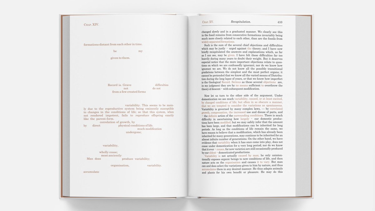 DarwinEditions's tweet photo. Day 440 — Page 410 #NaturalSelection #Darwin #HMSBeagle #TheTheoryofEvolution #thoughtoftheday #evolution #kickstarter #NaturalScience #OriginofSpecies #Science #artbook #typography #variorum #graphicdesign #artistsbook #indiegogo #publishing #selfpublishing #selfpublished https://t.co/gMpiuWlKPZ