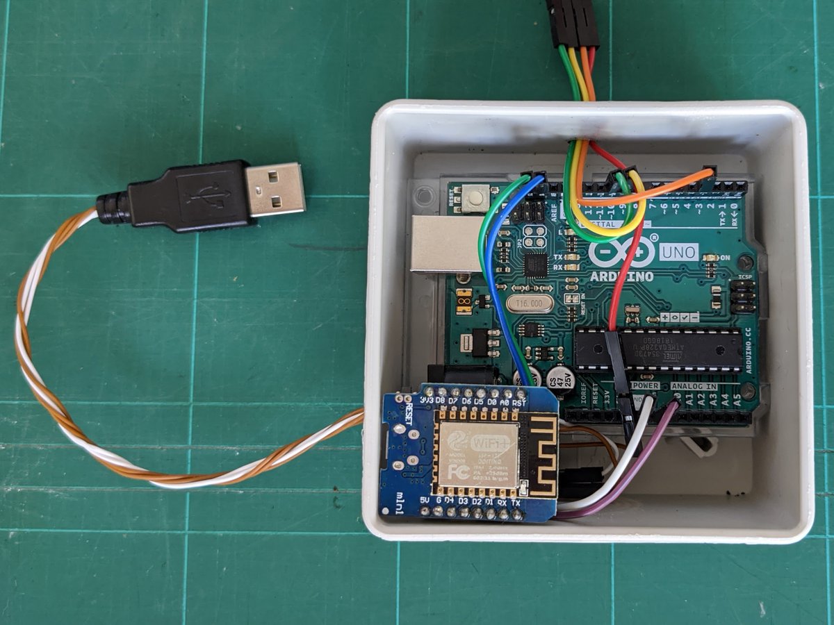 adi_miller's tweet image. The best of both worlds! #D1Mini for the WiFi and #Arduino UNO for the analog and PWM pins. I never realized I can use I2C to connect other MCUs. 

...and the fun of thinking again about how different data types travel over the wire - priceless.