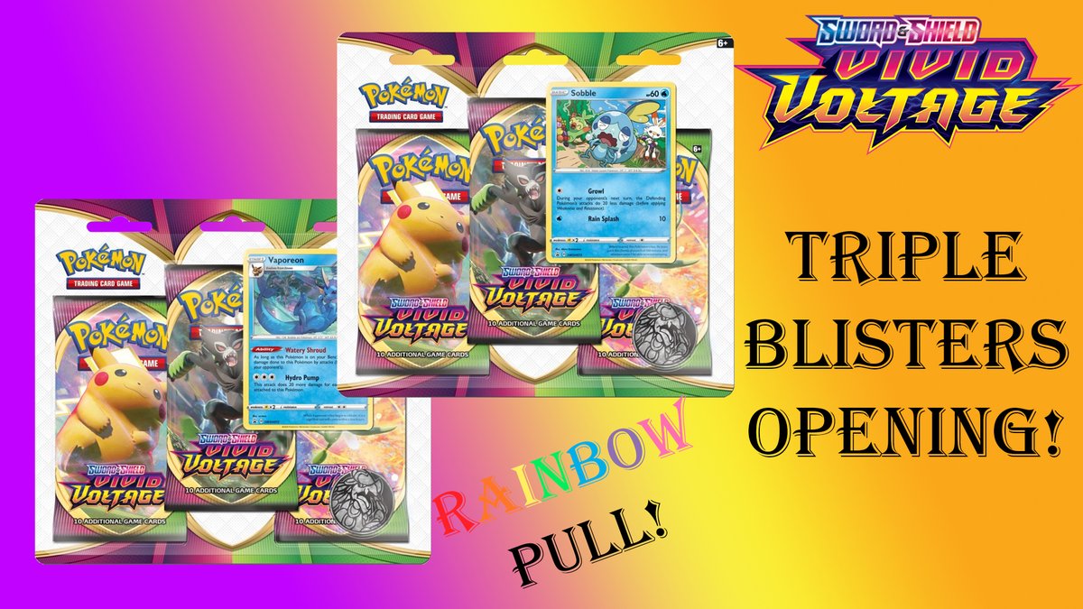 jimsayshi96's tweet photo. New Pokemon Video! More Vivid Voltage!
Watch me open the New Triple Blister Packs!
Available to watch here =>
https://t.co/2KaLOlBxyH
#Pokemon #SwordandShield #VividVoltage #Blisters #SingleBlisters #PikachuVMAX #Opening #Video #YouTube #Jimsayshi96 #NewSetRelease #ChunkyChu https://t.co/5snbS5PVCe