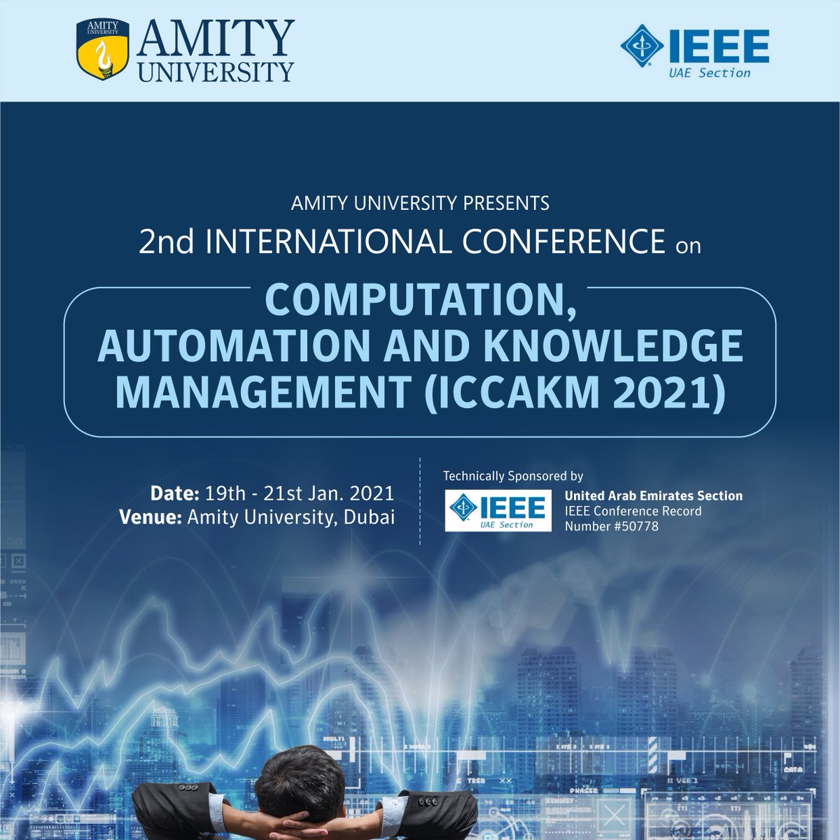 AmityJournals's tweet photo. @gnamity presents 2nd International Conference on Computation, Automation and Knowledge Management #ICCAKM2021, 19-21 Jan 2021
VENUE: @AmityDUBAI 
For more details, visit: https://t.co/50r2xfTvM9 
iccakm@amity.edu; +91 9990772288; +91 9891003851
@AmityUni @DrGSingh1 @hsdhanny1 https://t.co/zaBlQZ7Xc7