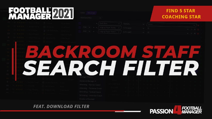 Passion4FM's tweet photo. NEW #FMESSENTIALS
Get our Backroom Staff Search Filter for #FM21 - Identify the best backroom staff (coaches, scouts, analysts & more) with a click of a button!
Includes all staff roles in FM21
Download ➡️ https://t.co/zTUhCqfIxy
RT Appr. #FootballManager #FM2021 #FM21Beta https://t.co/DQRONOoXDn