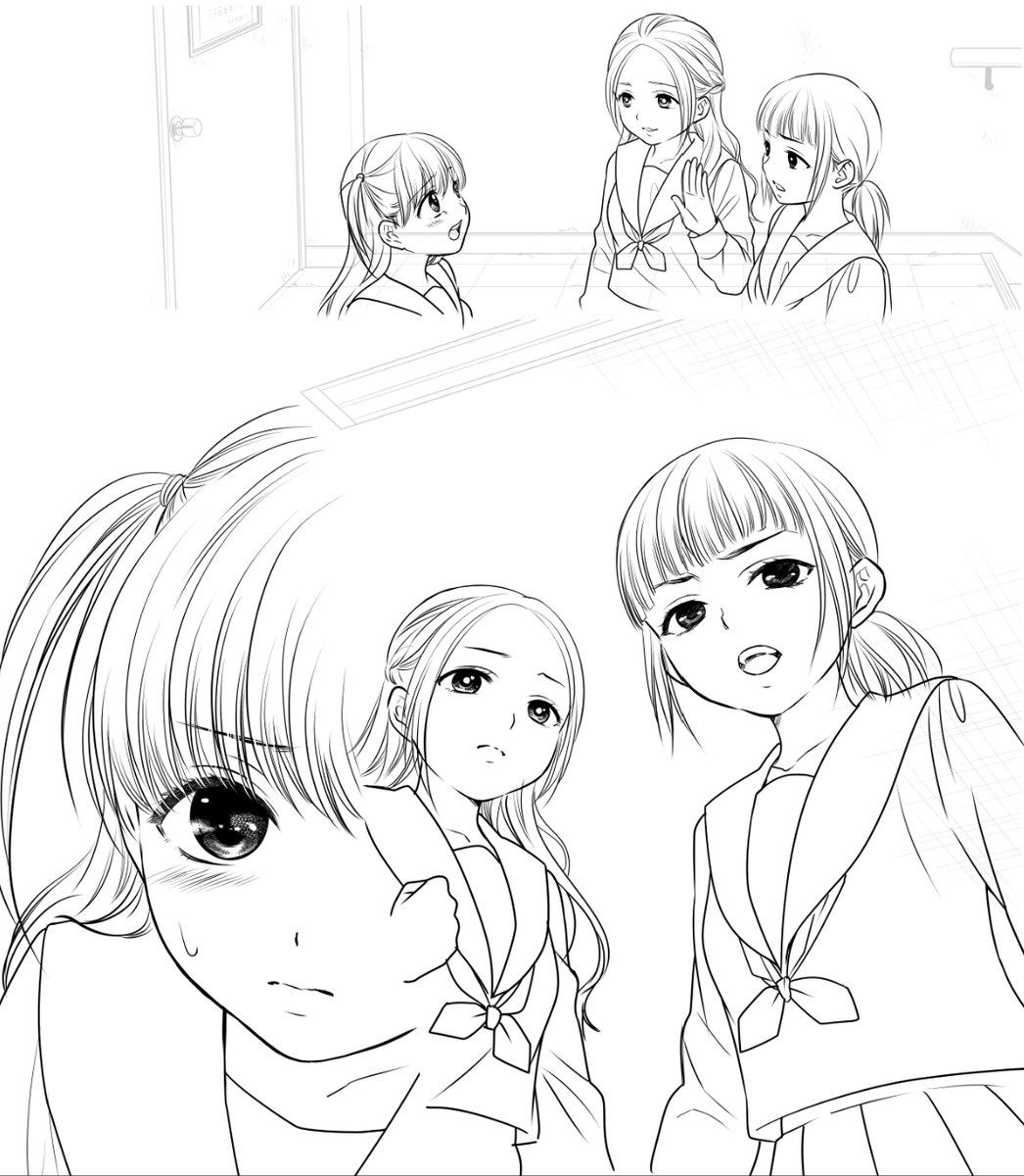 ペン入れと下描き✍️ 