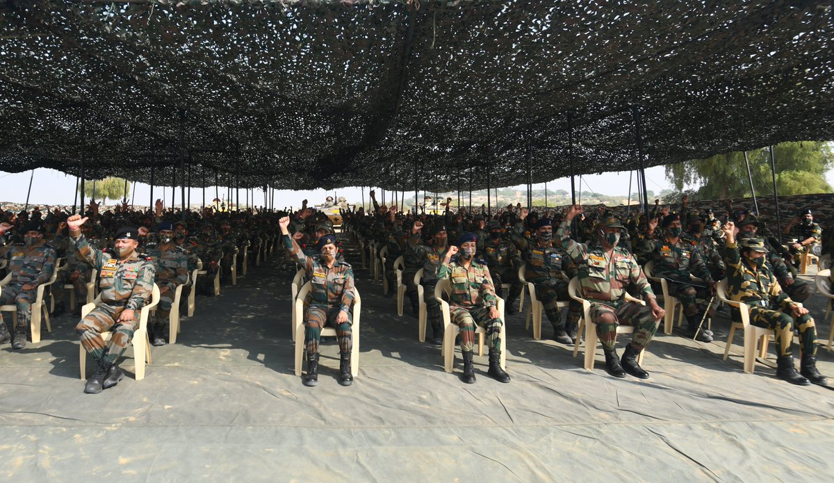 narendramodi's tweet photo. Every year, I cherish spending Diwali with our security forces. It is a way of reaffirming our solidarity with them, as they bravely protect the nation and ensure our country can scale new heights of progress. 

Here are some glimpses from Longewala today. https://t.co/hhtj4S7Gyp