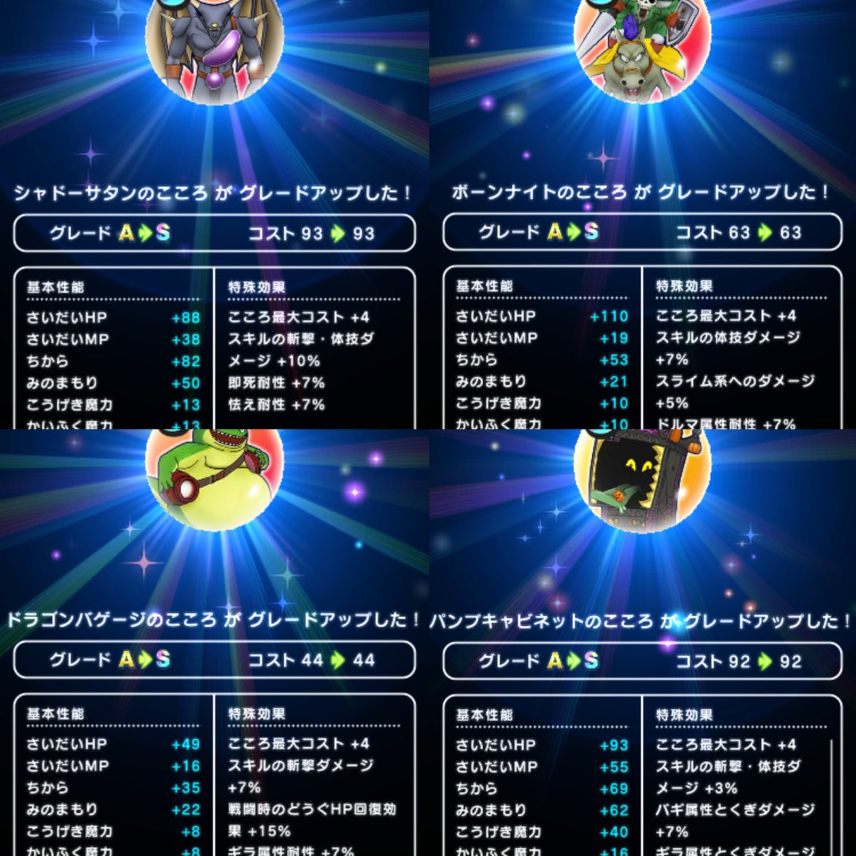 今日は自転車でレアモンチャンス、ほこら、強敵を3時間程周り色々完成！
シャドーサタン61匹にしてようやく合成Sが1個目(T ^ T)
2個目作らなあかん？(´；ω；`)
#ドラクエウォーク
#DQウォーク 
#シャドーサタン