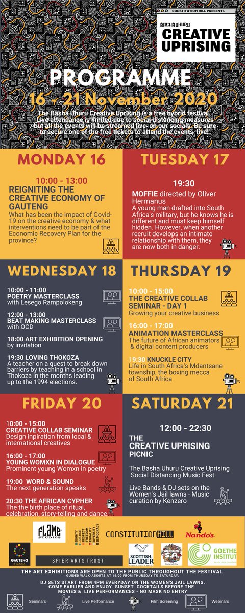 Are you still wondering whether to attend or not? Either onsite or online, you need to get your tickets fast! Check out our site for more info: creativeuprising.co.za/categories/pro… and book there or here on our page. #CreativeUprising #WeThePeopleSA #BashaUhuru