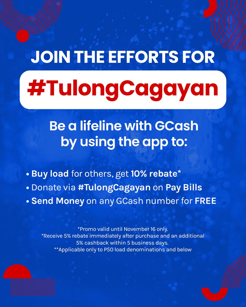 gcashofficial's tweet image. Kahit nasaan man tayo, maari tayong makisali sa #TulongCagayan efforts ng GCash. Gamitin lamang ang app para mag-Buy Load, Pay Bills at Send Money.
#TulongCagayan #GCashforGood