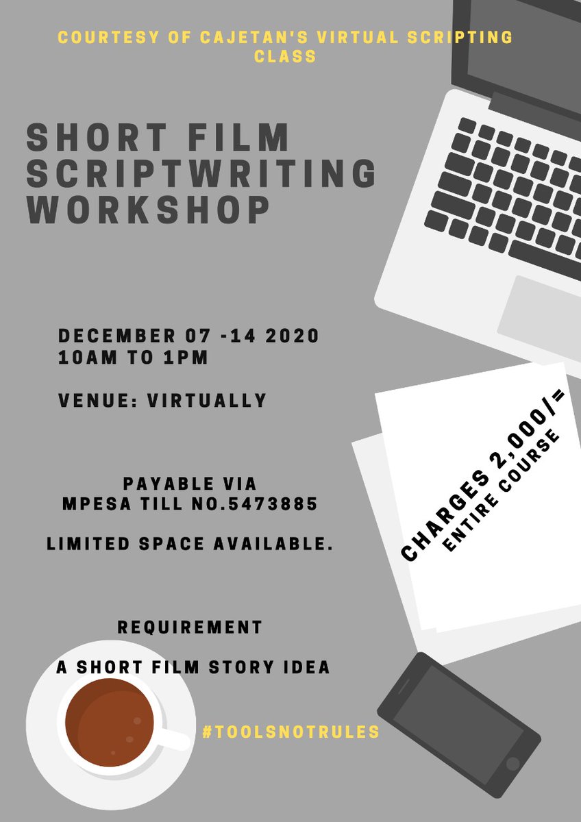 cajetanboy's tweet photo. Good morning. 
Kindly share with any writers.
#CVSC
#WriteItOut
#ToolNotRules
@ADMIafrica @Aftttiinstitute @kenyascript @KalashaKenya @CultureCentreKE @kenyafilmcomm @DOCUBOXFilmFund @KenyaActors @jambo_wood @KenyaCopyright @zimwriter @thearenakenya @ArtMattersInfo @cr8vesgarage https://t.co/nRCpIF39XX