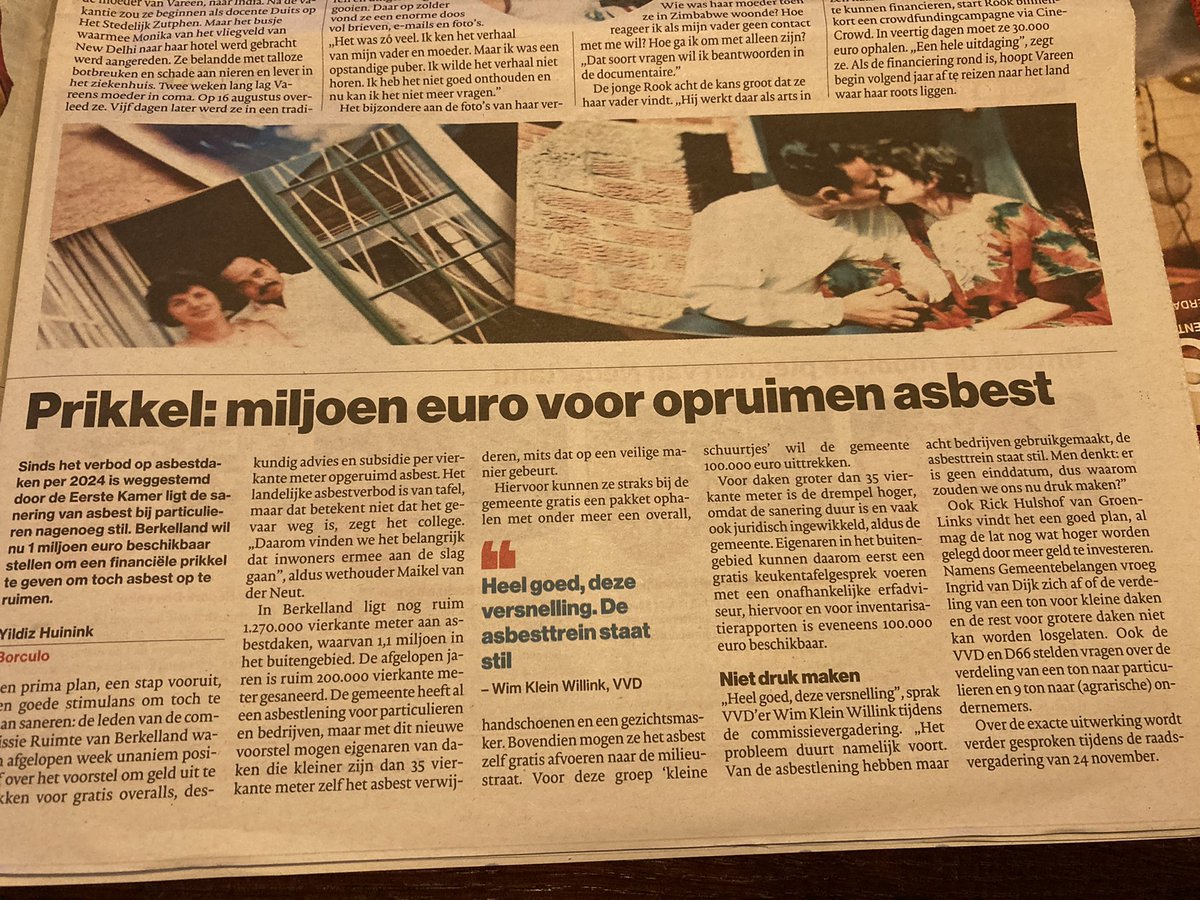 “Asbest sanering is duur en vaak juridisch ingewikkeld”. Daarom komt <a href="/Gem_Berkelland/">Gemeente Berkelland</a> met subsidie en een keukentafelgesprek. Weet de gemeente waarom er nauwelijks gesaneerd wordt? Mogelijk ligt de oplossing in: 1. Risicogestuurde asbestsanering. 2. Maatwerk in bestemmingsplan.