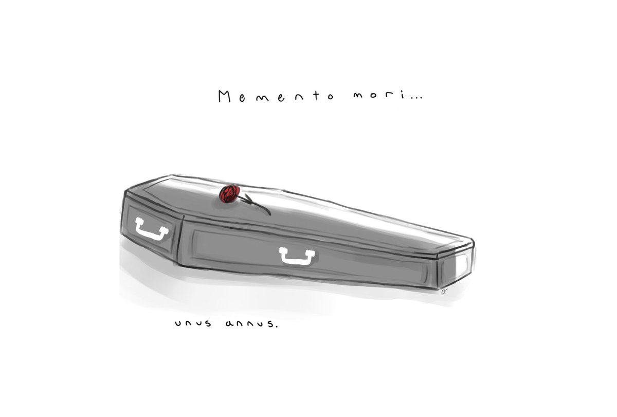catsketches_'s tweet photo. it’s hard expressing all of my thoughts right now but thank you for making me smile every day this past year, and i’m so grateful that i’ve been here since the beginning and to the end, goodbye. #MementoMori https://t.co/e6ZbDI2XAo