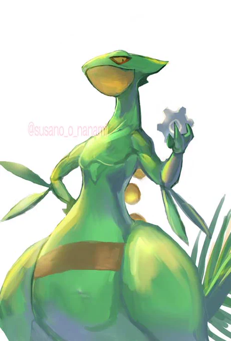 #ポケモン版深夜の真剣お絵描き60分一本勝負 
#pokemon #Sceptile
お題:ジュカイン

もしもあのジュプトルがジュカインだったら・・・ 