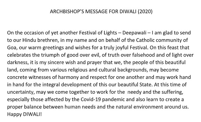 PrimeTVGoa's tweet photo. ARCHBISHOP OF GOA AND DAMAN FILIPE NERI FERRAO'S MESSAGE FOR DIWALI 2020
|| #PRIMEUPDATE #GOA #PRIMETVGOA || https://t.co/WUNQHidIFu