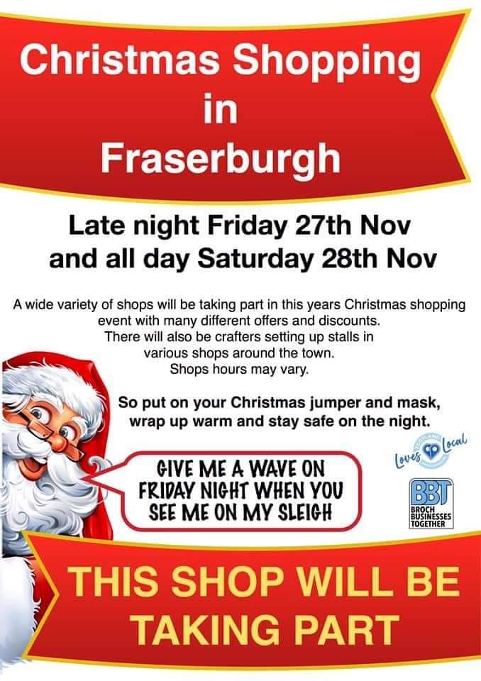 #Christmas shopping in Fraserburgh with a special weekend including late night shopping, special offers and discounts and a visit from Santa! #ScotlandLovesLocal #NorthEastIsOpen #Fraserburgh48 #DiscoverFraserburgh #RediscoverAbdn #VisitAbdn