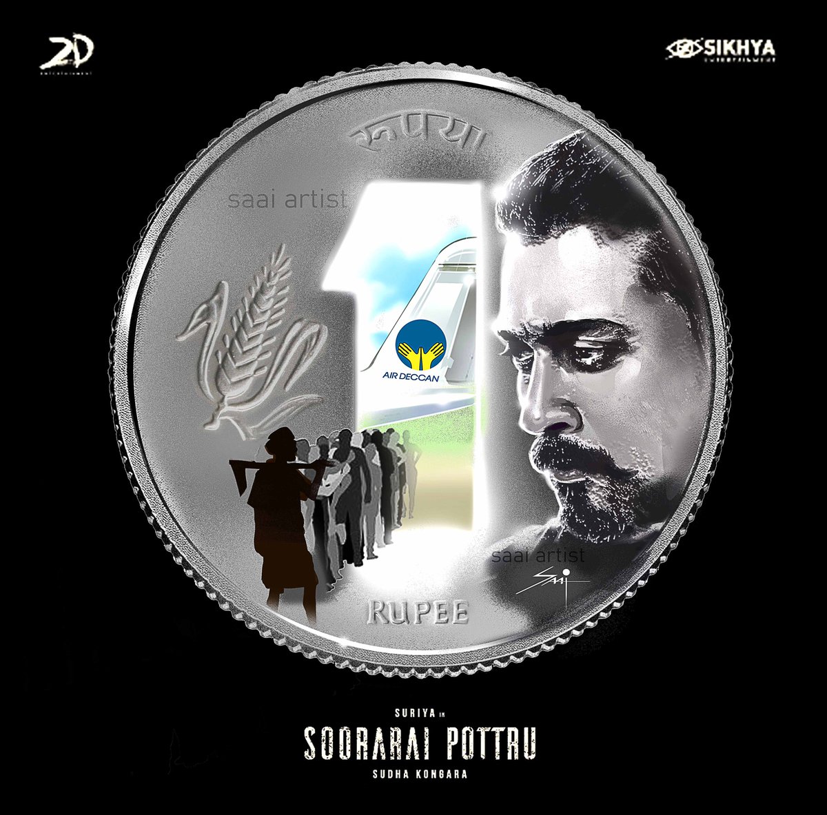 SaaiArtist's tweet photo. சூரரைப் போற்று!
Concept art after watched the movie...
An inspiring story that revolutionized the aviation industry. An outstanding performance by @Suriya_offl sir.
@2D_ENTPVTLTD @Sikhyaent @gvprakash #SudhaKongara 
#SooraraiPottru #SooraraiPottruOnPrime https://t.co/P3cssOnnZv