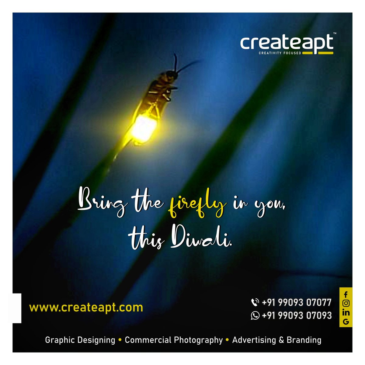 anandsparikh's tweet photo. Bring the firefly in you, this Diwali.

Wish you all Happy Diwali &amp; Prosperous New Year. 

#Diwali2020 #happydiwali #createapt #advertising #branding #graphicdesigning #creativework #festival #festivalgreetings #greetings #vadodara #gujarat https://t.co/2KeecBWuRS