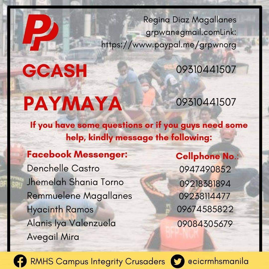 cicrmhsmanila's tweet photo. Good day, Crusaders! Nagsasagawa ng donation drive ang mga mag-aaral ng Ramon Magsaysay High School. Ang simpleng pagpapakalat ng impormasyon ay malaking tulong na. Maraming salamat sa mga makikiisa, lalo na sa mga mag d-donate. Damayan natin ang ating mga kababayan, Crusaders! https://t.co/NFvFTJ91QL