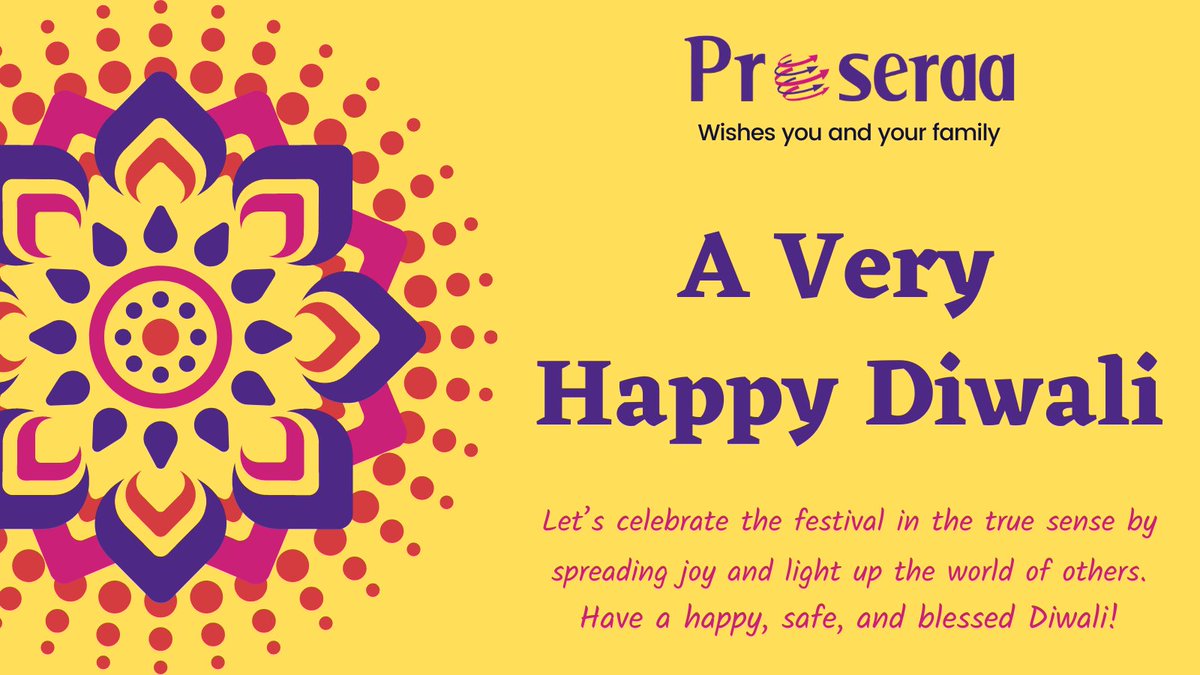 Proseraanalytic's tweet photo. Here's hoping this festival of lights brings your way bright sparkles of contentment that stay with you through the days ahead. Wishing you a very happy and prosperous Diwali! from Prosera Analytics Private Limited Family.

#diwali #proseraa #Salesforce @Proseraanalytic https://t.co/ZGPt5r7OEO