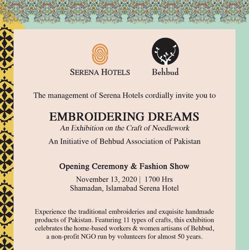 SwissAmbPak's tweet photo. Beautiful #SustainableFashion made in #Pakistan by women artisans of #Behbud Association. Thank you @SerenaHotel for the invitation! I was attracted by these #EmbroideringDreams and immediately bought one of these jackets for one of my daughters. https://t.co/mOz5oIga8u