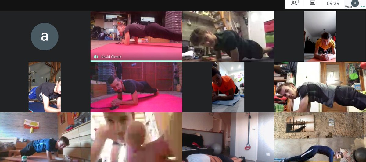Pour bien débuter le week end, ce samedi matin, <a href="/davgiraud/">David Giraud</a> anime une séance de renforcement musculaire en visio conférence avec les juniors 🇫🇷🇬🇧🇧🇪 !