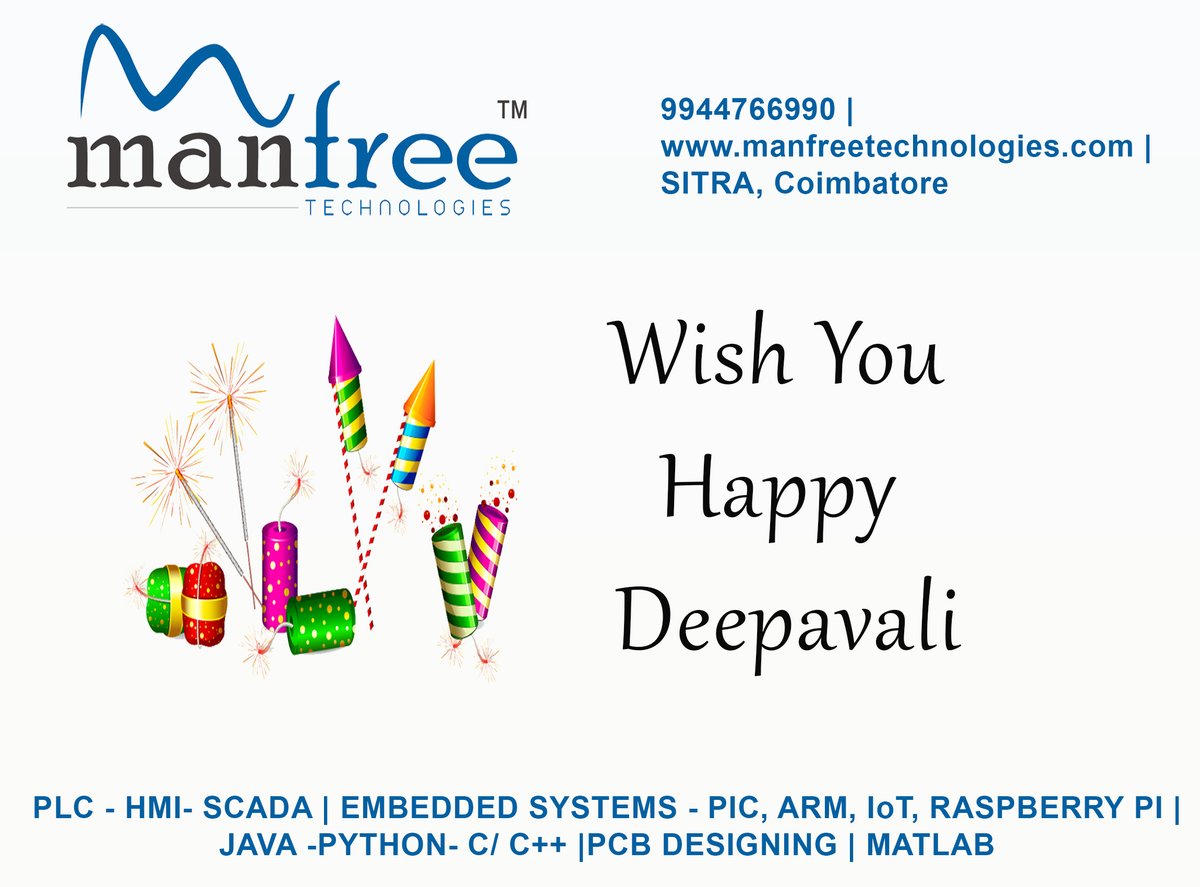ManfreeTech's tweet image. Wish You Happy Deepavali..

#manfreetechnologies #plctrainingincoimbatore #embeddedtrainingincoimbatore