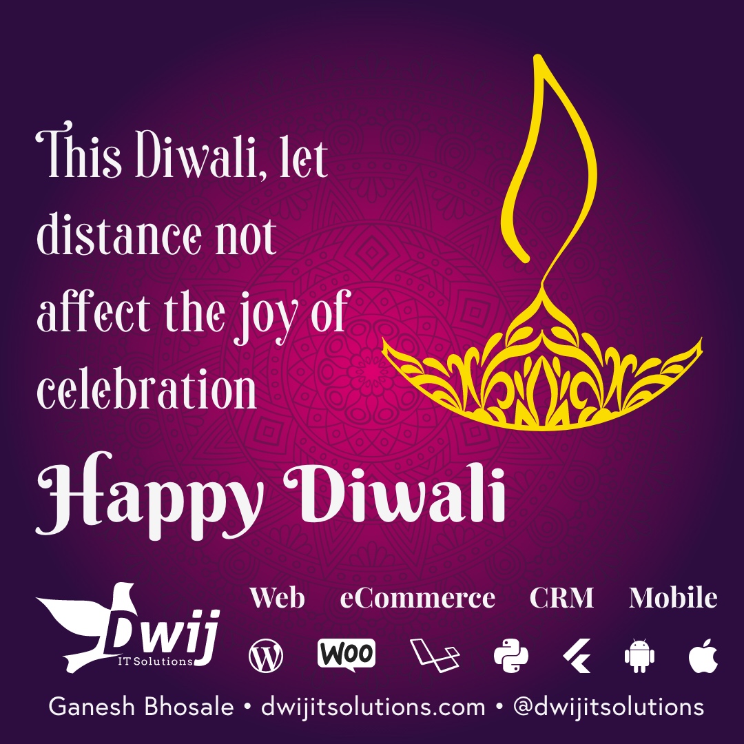 DwijITSolutions's tweet photo. This Diwali, let distance not affect the joy of celebration. Wishing you a very Happy Diwali !!! #HappyDiwali #Diwali https://t.co/D74UmxAyI9