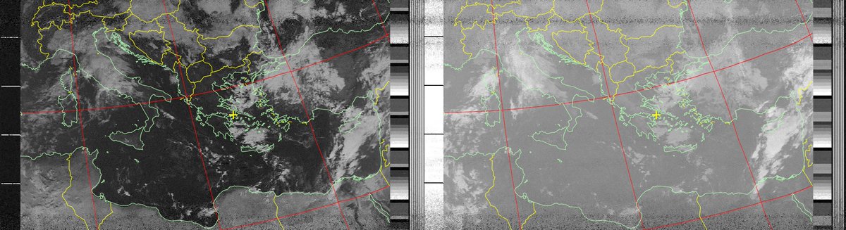 gkonst1's tweet photo. Weather Satellite NOAA18, MaxElev74°SW, 14/11/2020 – 10:32 – as received from Athens– 137.9125 MHz - APT
#NOAA, #Wxtoimg #noaasatellite #remoteimaginggroup #clima #greeceimages #weather #greece #greecesat #satsignal #WXTrack https://t.co/Je1UrrzXaT